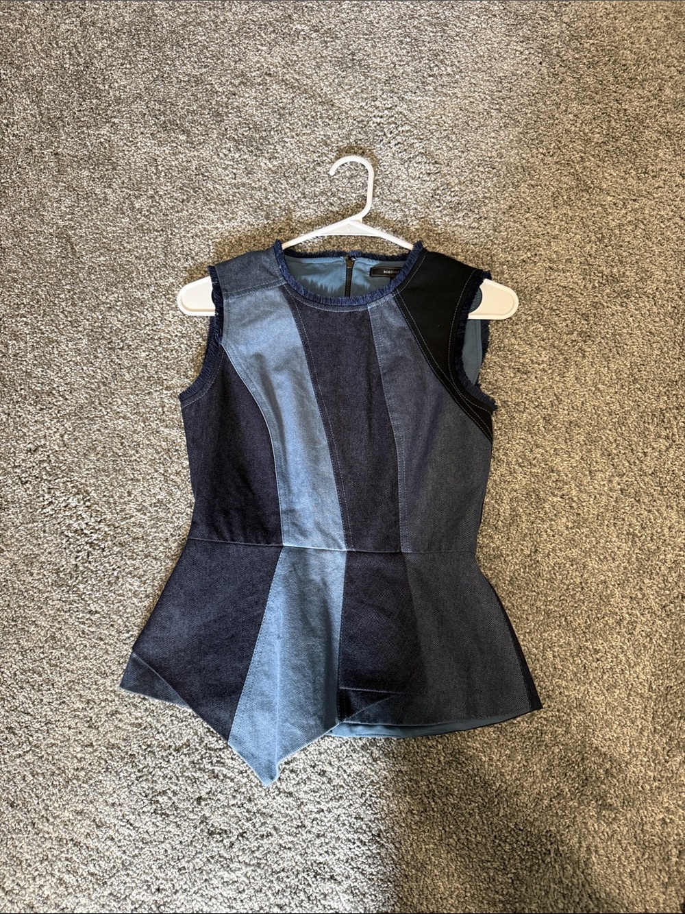 BCBGMaxAzria Two-Tone Blue denim Sleeveless Peplum Tank